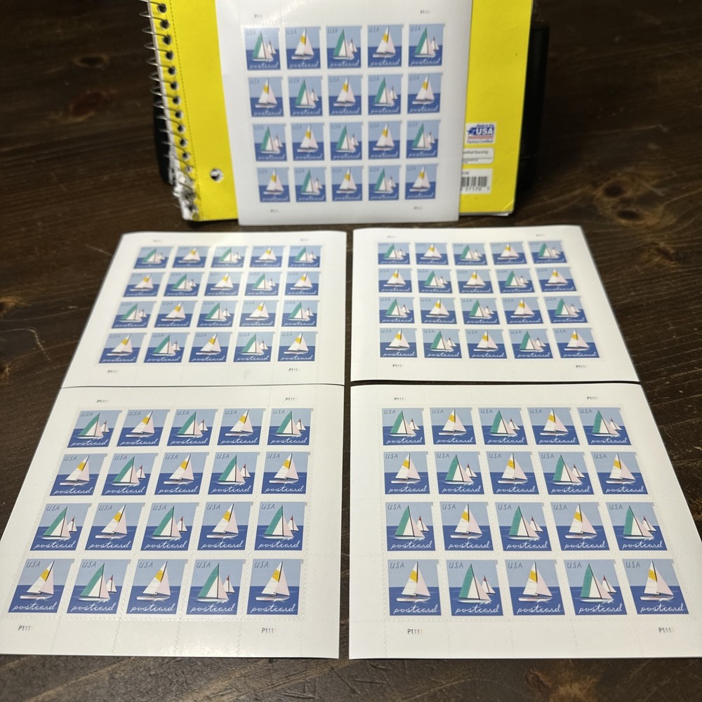USPS Postcard 2022 Forever Postage Stamps Sailboats 5 Sheets of 20 Never Expire - Picture 2 of 12